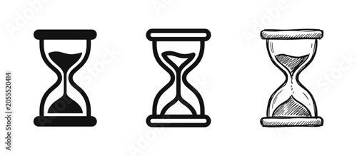 Obraz na płótnie Hourglass sand timer icon set representing time flow, deadlines, and waiting