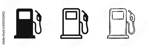 Foto Gas pump and fuel station icon set