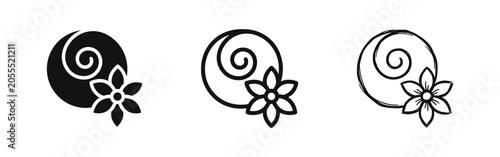 Obraz na płótnie Abstract floral swirl with flower icon set