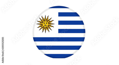 The flag of uruguay in a circular shape isolated on transparent background