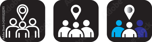 Photos Social participation icons featuring abstract human figures and community engage