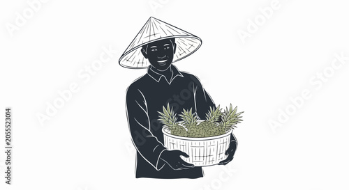 person holding basket with plants
