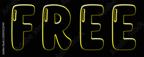 3D Comic Bubble FREE Text Effect with Yellow Glow Isolated on Black Background