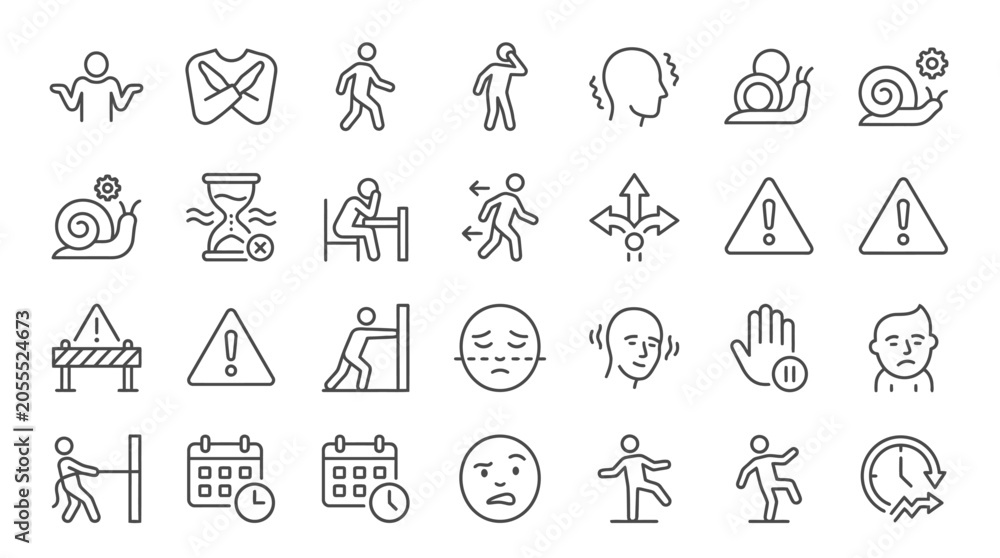 Fototapeta premium Set of line art icons depicting various concepts and situations