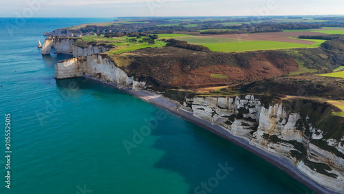 Fényképezés Aerial drone view of picturesque coastal limestone cliffs and the English Channe