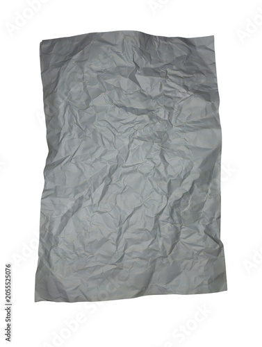 Crumpled White Paper Sheet Texture Isolated on Transparent Background