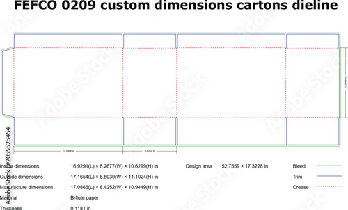 Foto Technical FEFC0 0209 carton die line with precise inner outer packaging design