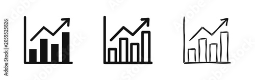 Bild auf Leinwand Growth bar chart with arrow icon set, business success and financial progress, h