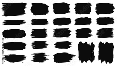 Expressive Black Brush Stroke Bundle Featuring Rough Paint Marks Ink Smudges Artistic Texture Elements and Creative Design Resources