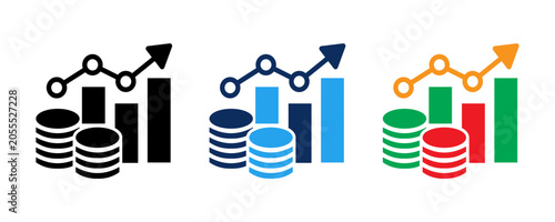 Financial Growth and Investment Performance Icon Set, financial growth,  business growth, growth chart, bar graph, Business Profit Analytics Vector Collection