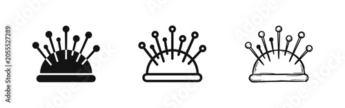Foto Sewing pincushion icons collection in solid, outline and hand-drawn styles