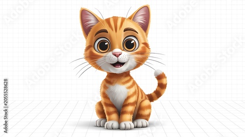 Cute orange tabby cartoon cat