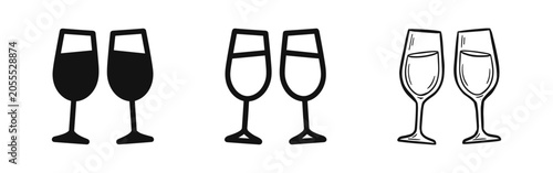 Foto Wine glasses clinking icon set for celebration and toast