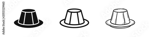 Konstfotografi Pudding and Flan Dessert Icons Set in Glyph, Line, and Hand-Drawn Doodle Styles