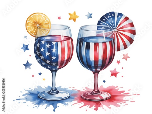 Patriotic wine glasses celebration art high resolution picture