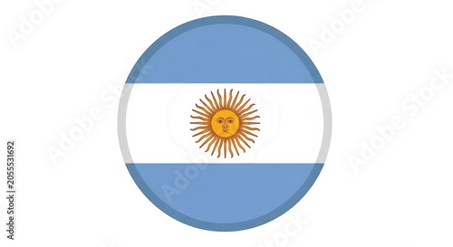 Circular flag of argentina button, isolated on transparent background