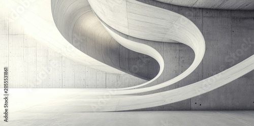 Abstract concrete architecture with flowing curves