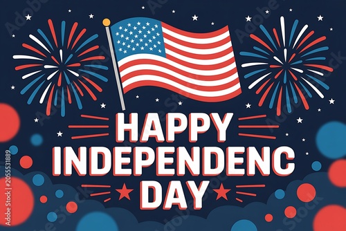 American Flag Fireworks Independence Day text Poster High Resolution Picture
