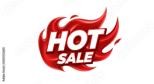 Hot sale sign with red flame effect isolated on transparent background