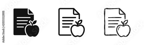 Εκτύπωση καμβά Document with Apple Icon Set - Education, Healthy Eating, and School Report Symb