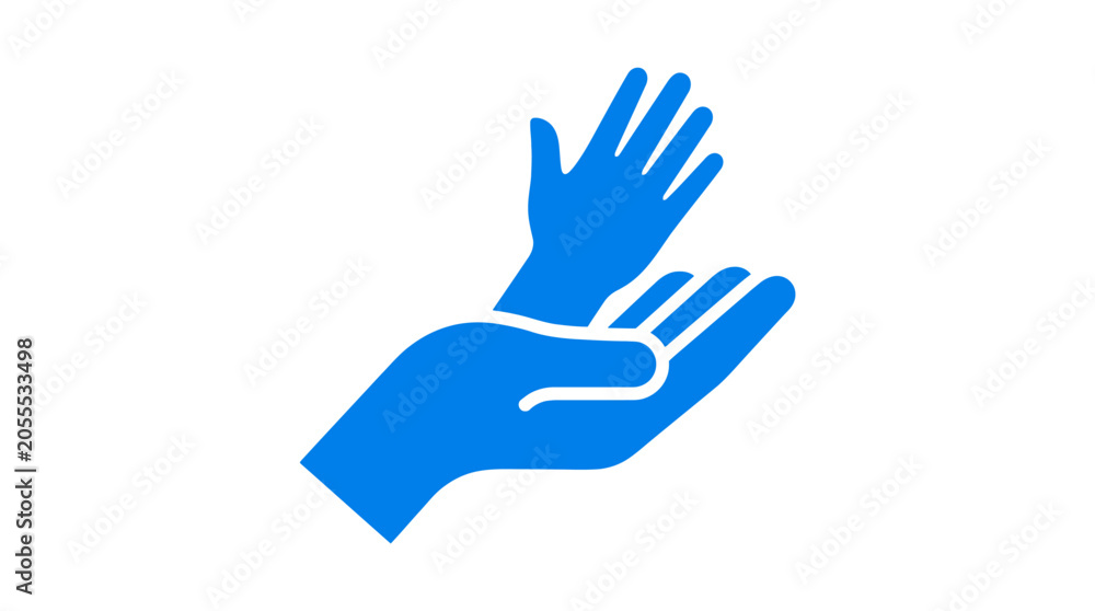 Fototapeta premium Two hands cradling each other as a support icon.