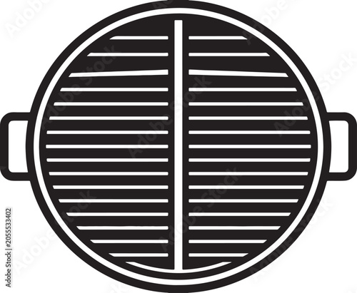 Obraz na płótnie Also transparent background, black round cast, iron grill grate, with parallel b