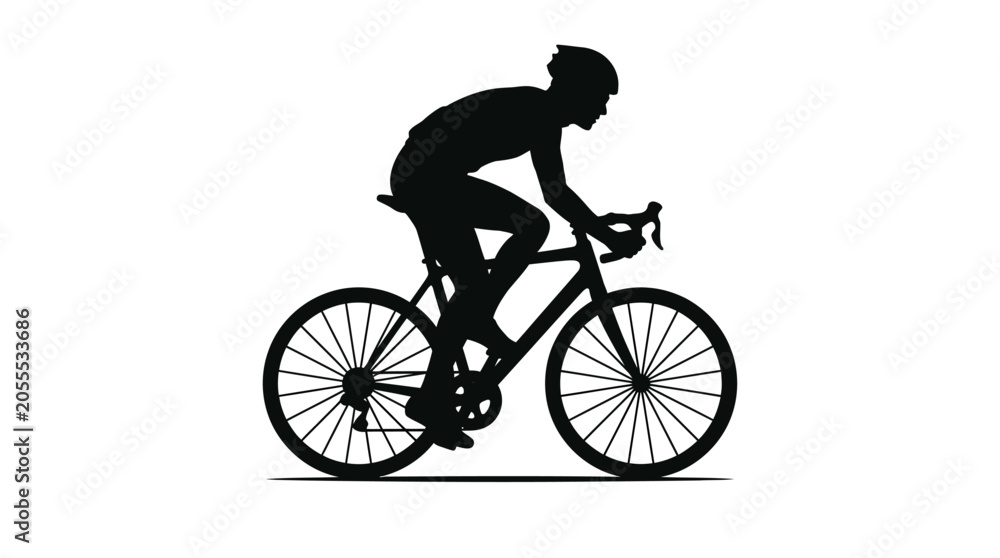 Fototapeta premium Silhouette of a cyclist riding a road bicycle.