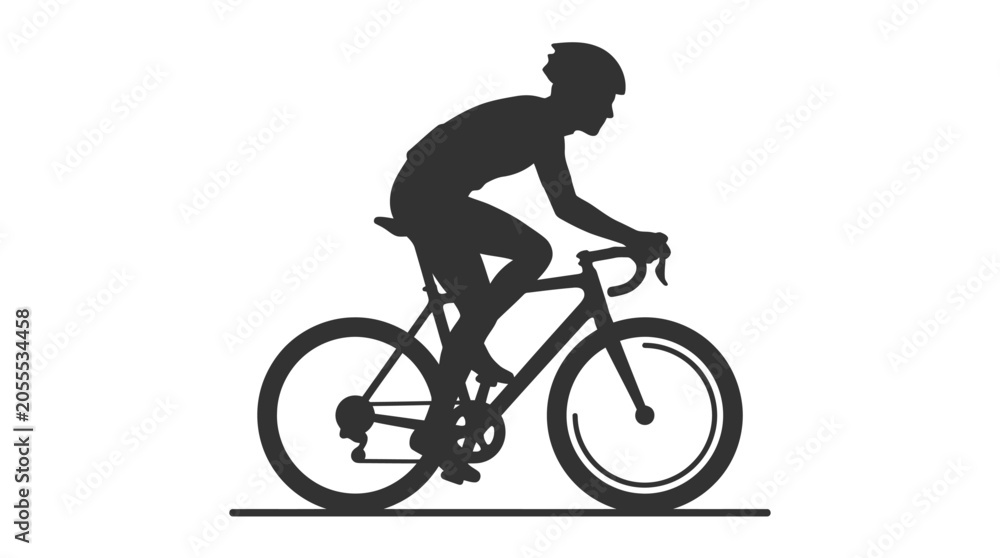 Obraz premium Silhouette of a cyclist riding a road bike.