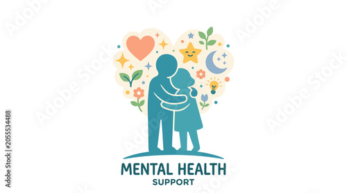 Quadro su tela Mental health support concept with two figures hugging.