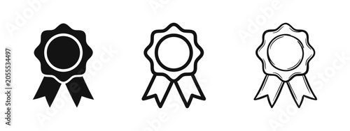 Obraz na płótnie Award ribbon badge icon set for winners and achievements in multiple styles