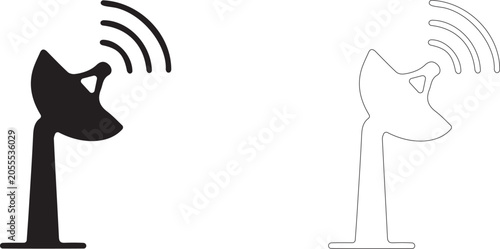 Foto Satellite dish antenna vector icon, telematics base station symbol, traffic monitoring radar and smart city connection