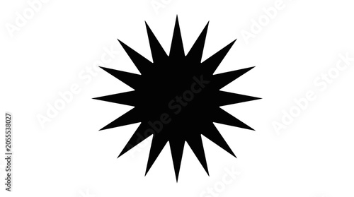 Starburst shape black silhouette against a white background