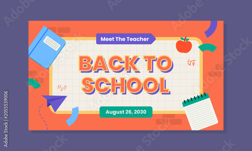 Back to School Announcement and Welcome Web Banner, Social Media Ad, or Email Header Template	
