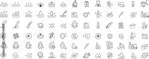 Foto Beauty and Skincare Line Icons Set, Skin Care Treatment, Cosmetic Clinic, Dermat