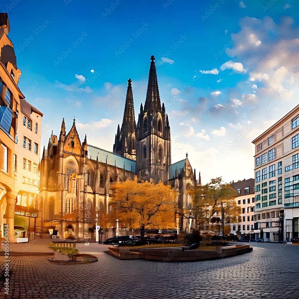 Fototapeta premium Majestic cathedral against autumnal sky