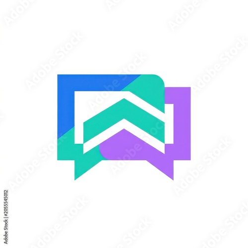 Abstract speech bubble icon set showing growth and upward movement isolated on a white background.