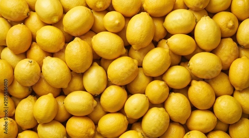 Top View Organic Yellow Lemons Pattern Fresh Citrus Fruits Background Healthy Eating