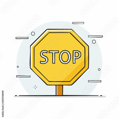 Yellow Stop Sign Illustration