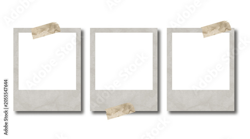 Vintage Instant Photo Frame Set with Adhesive Tape Mockup Isolated on Transparent Background PNG