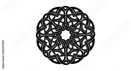 Εκτύπωση καμβά Intricate Celtic knotwork pattern black and white silhouette knot interlace