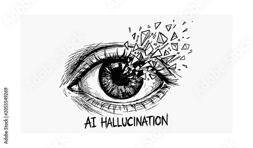 Foto AI hallucination vector concept, realistic human eye shattering into geometric p
