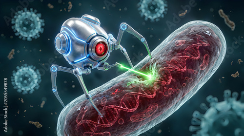 Nanorobot targeting bacterial dna with laser for precise gene editing
