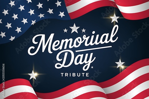 Dark Blue Memorial Day Poster With Flag High Resolution Picture
