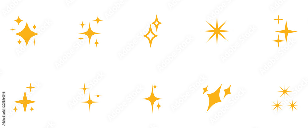 Fototapeta premium Sparkle star icon set simple star burst symbol vector illustration shimmering four pointed star icon set sparkles star symbols vector bright sparkle star sparkle shiny flash. EPS10