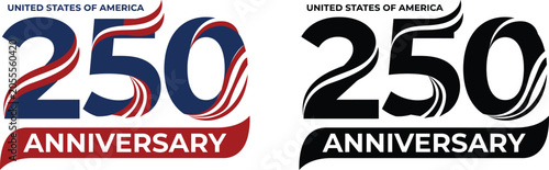 Foto United states 250th anniversary logo variations red white and blue commemorative