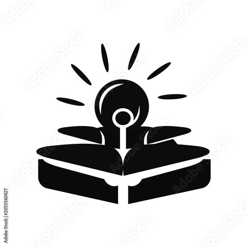Learning Line Icon Black Glyph Educational Knowledge Symbol Vector