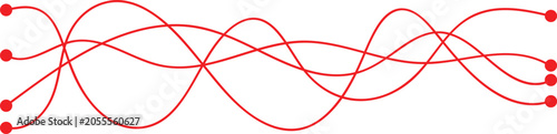 Φωτογραφία Abstract red tangled lines vector. Chaos path concept design