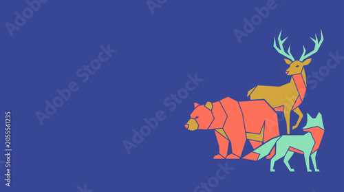Photography Geometric forest animals set in a modern graphic style
