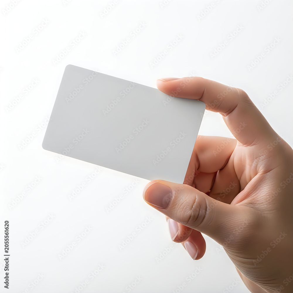 Obraz premium Hand holding a blank white paper isolated on white background