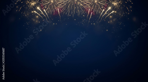 Golden Fireworks Explosion Displaying Festive Celebration Background for New Year Events
